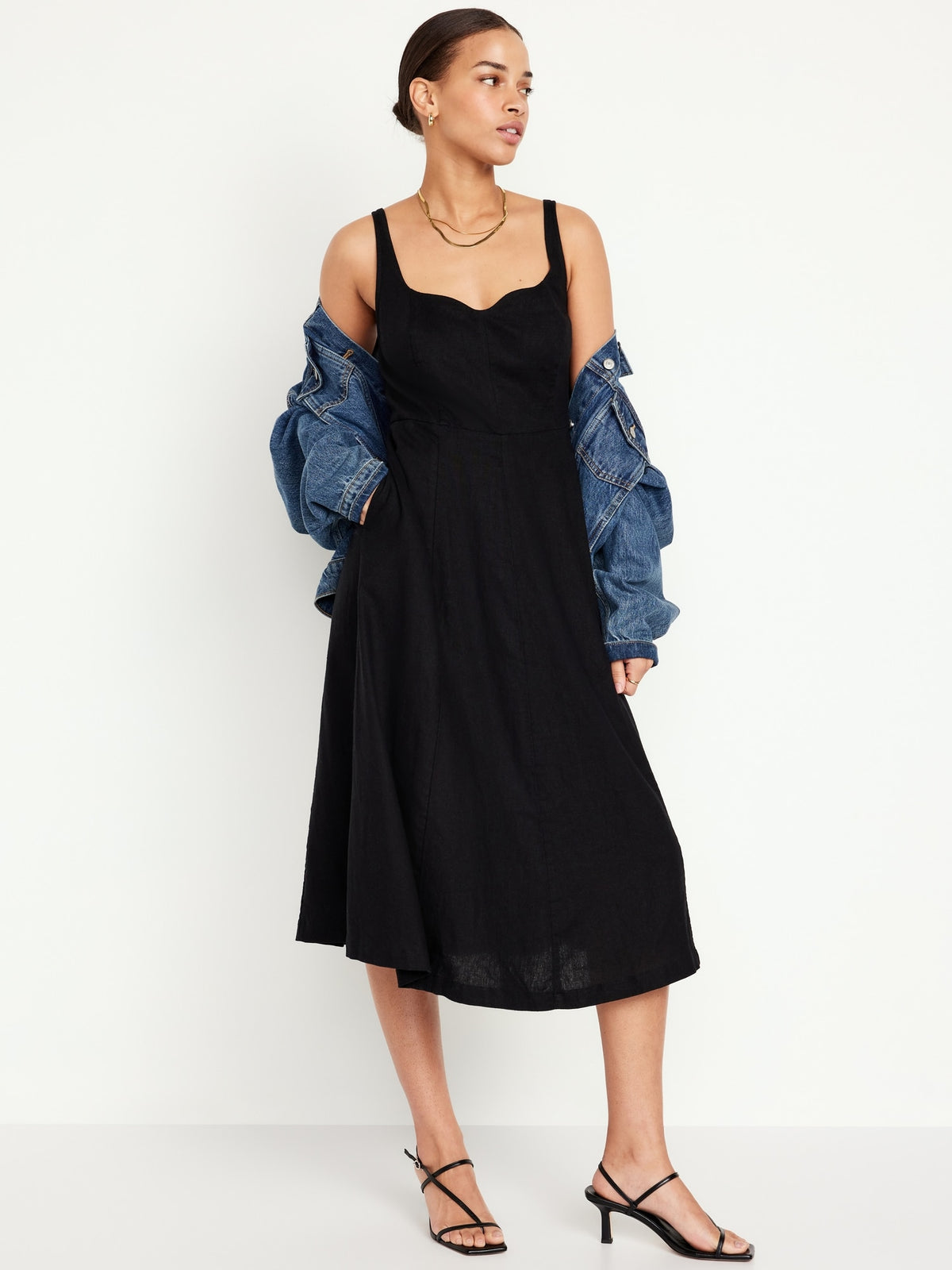 Fit & Flare Linen-Blend Midi Dress for Women - Old Navy Philippines Fit & Flare Linen-Blend Midi Dress for Women - Old Navy Philippines