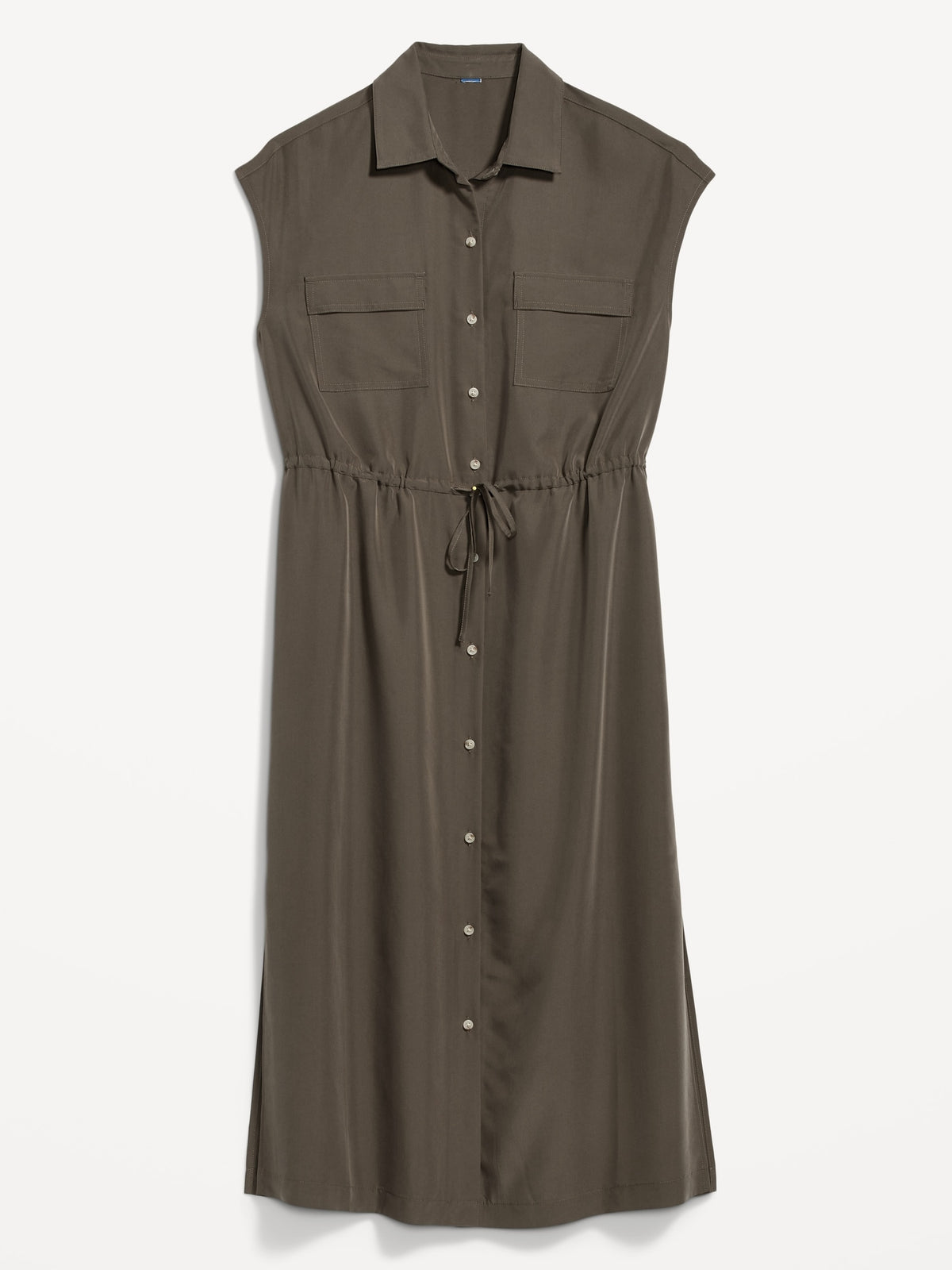 old navy waist defined utility midi shirt dress Waist-Defined Utility Midi Shirt Dress