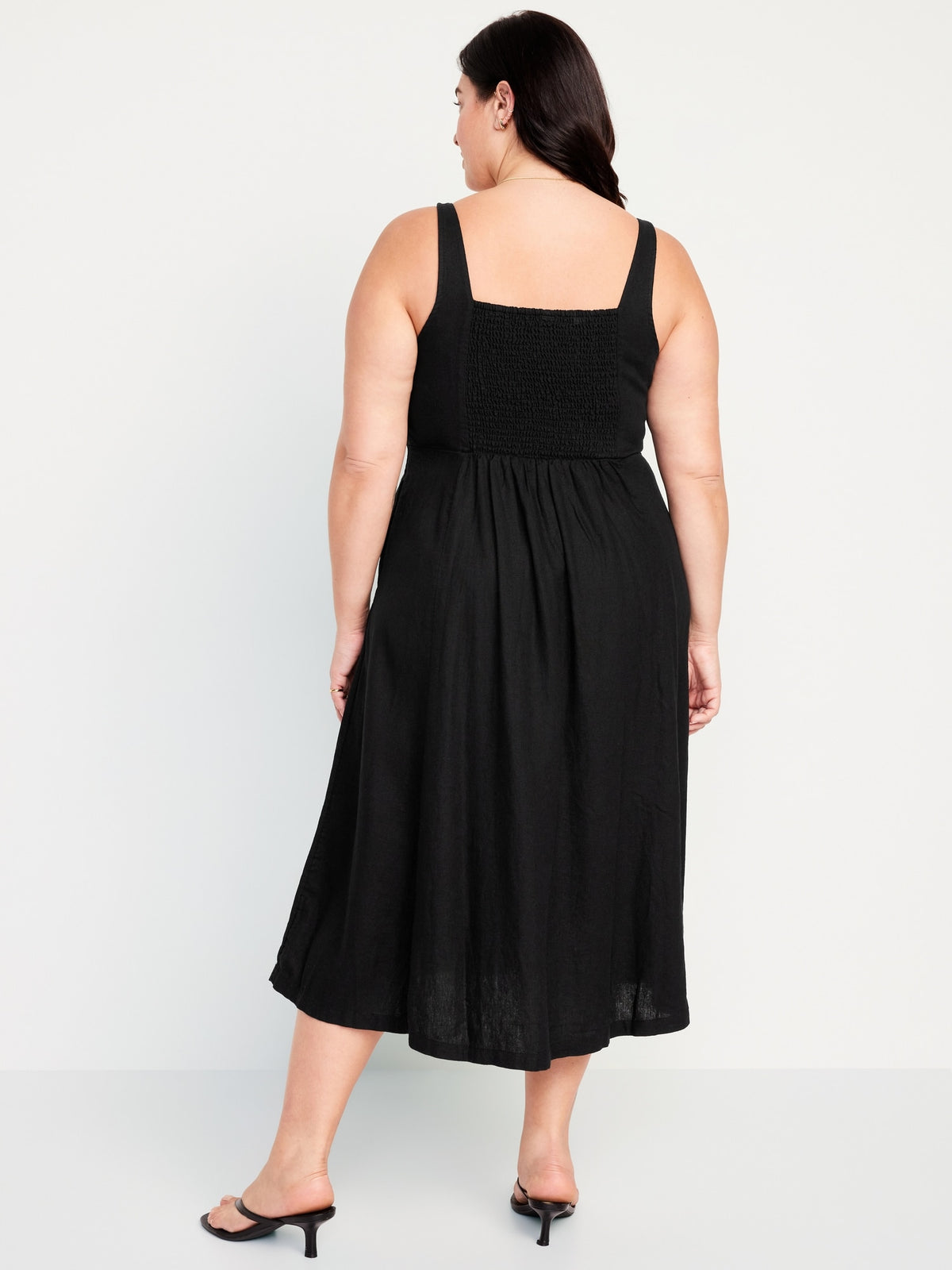 Fit & Flare Linen-Blend Midi Dress for Women Fit & Flare Linen-Blend Midi Dress for Women