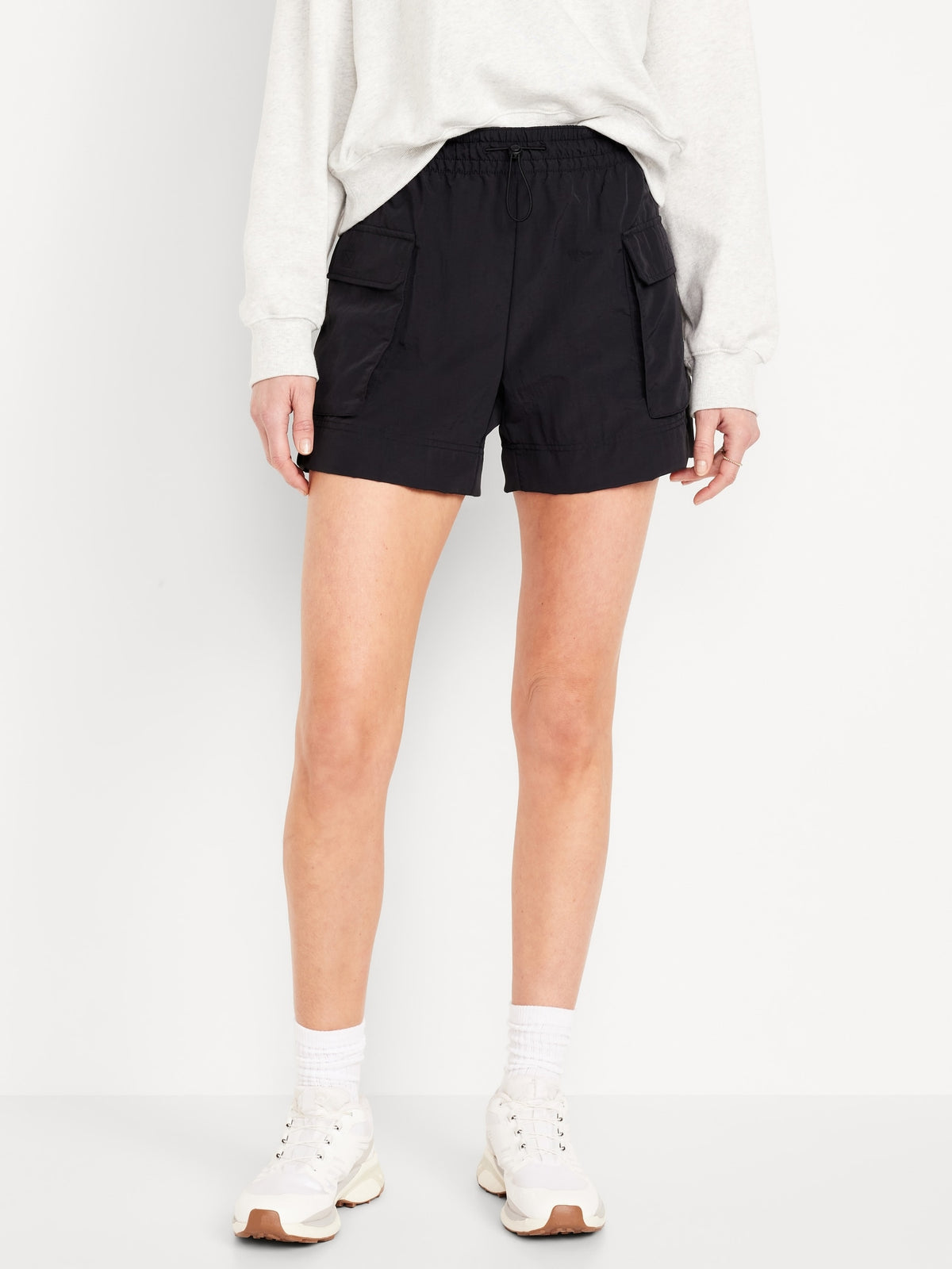 High waisted utility shorts on sale