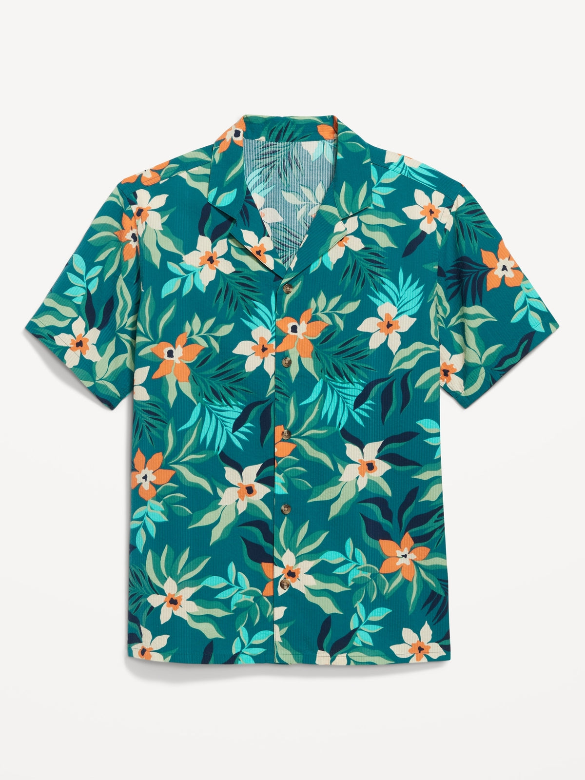 Teal Floral Seersucker