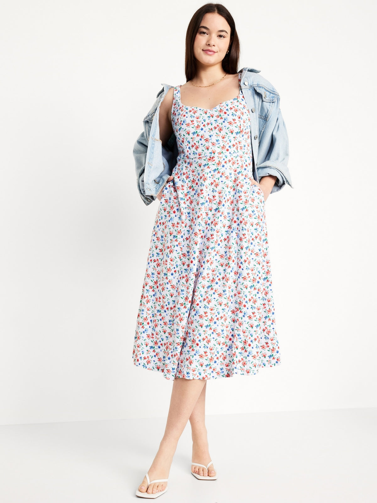 Fit & Flare Linen-Blend Midi Dress Fit & Flare Linen-Blend Midi Dress