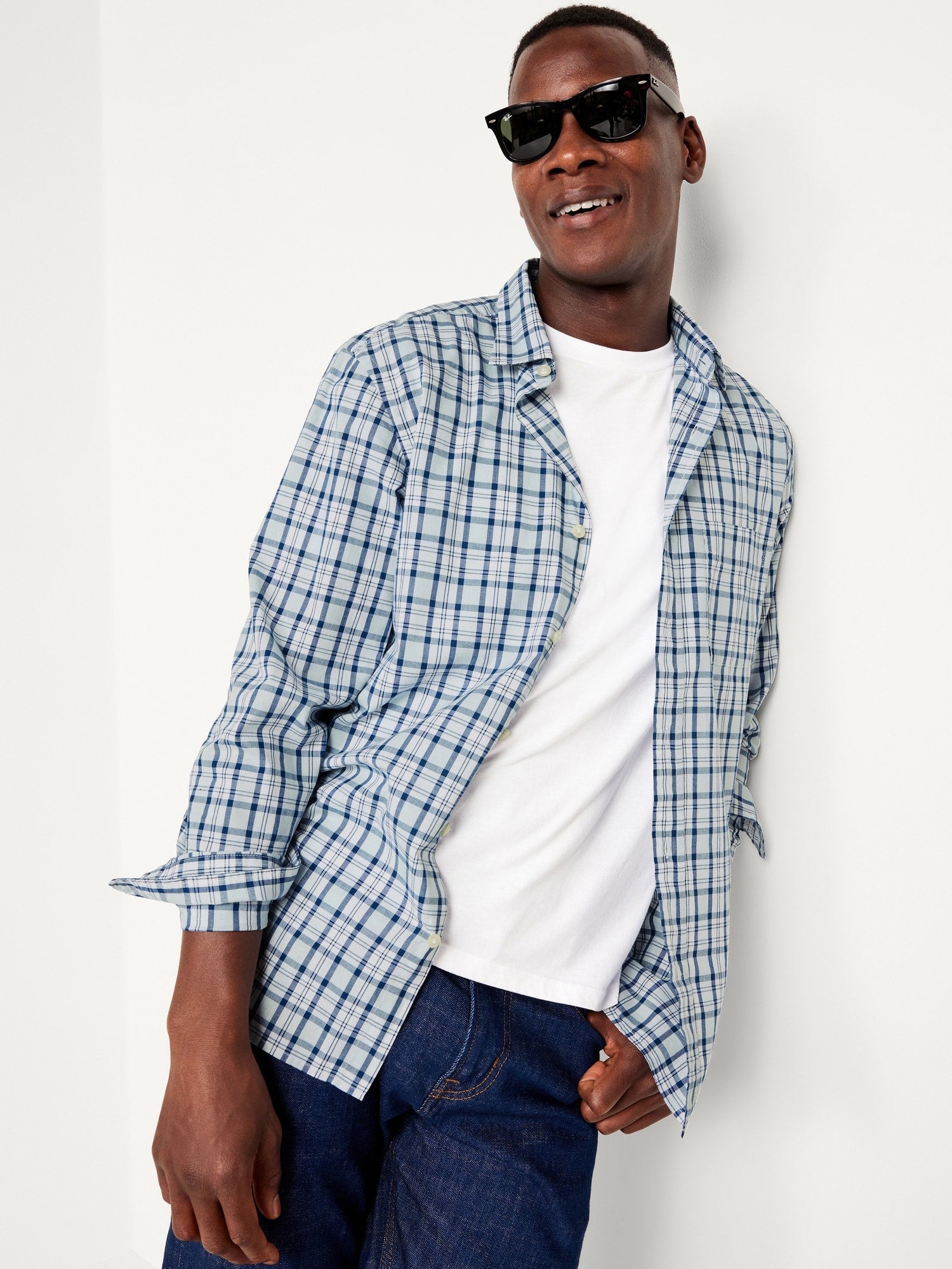 White & Blue Plaid
