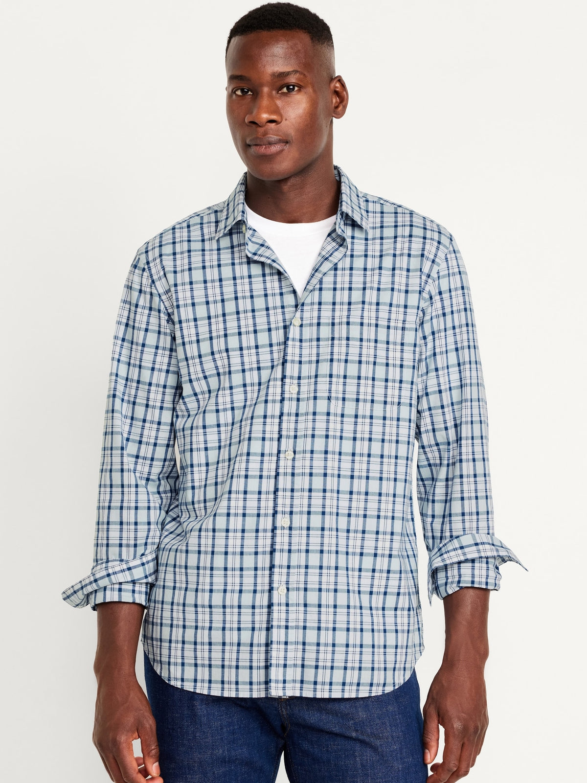 White &amp; Blue Plaid