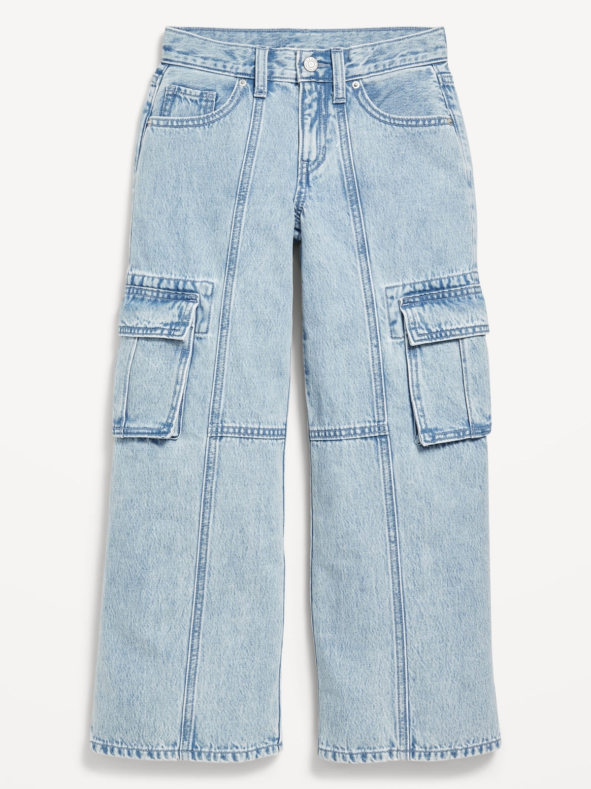 High-Waisted Super Baggy Wide-Leg Cargo Jeans for Girls Old Navy