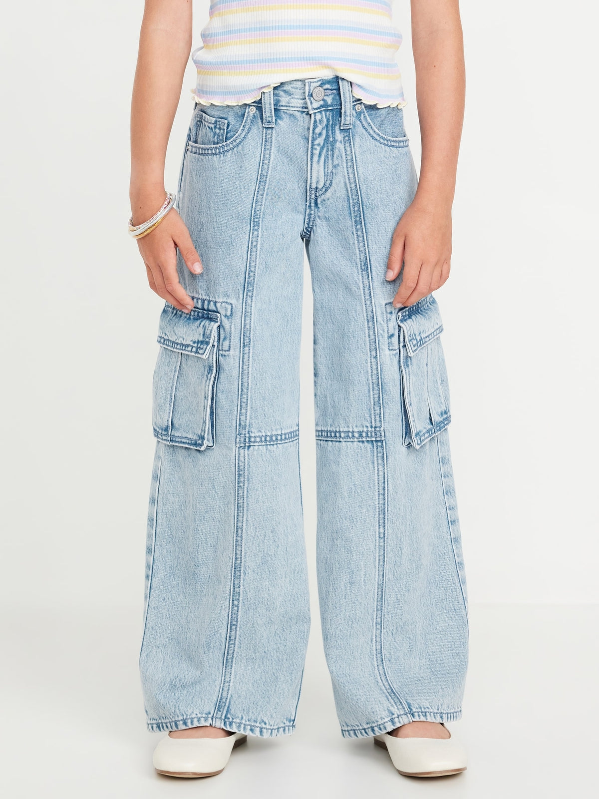 High-Waisted Super Baggy Wide-Leg Cargo Jeans for Girls Old Navy