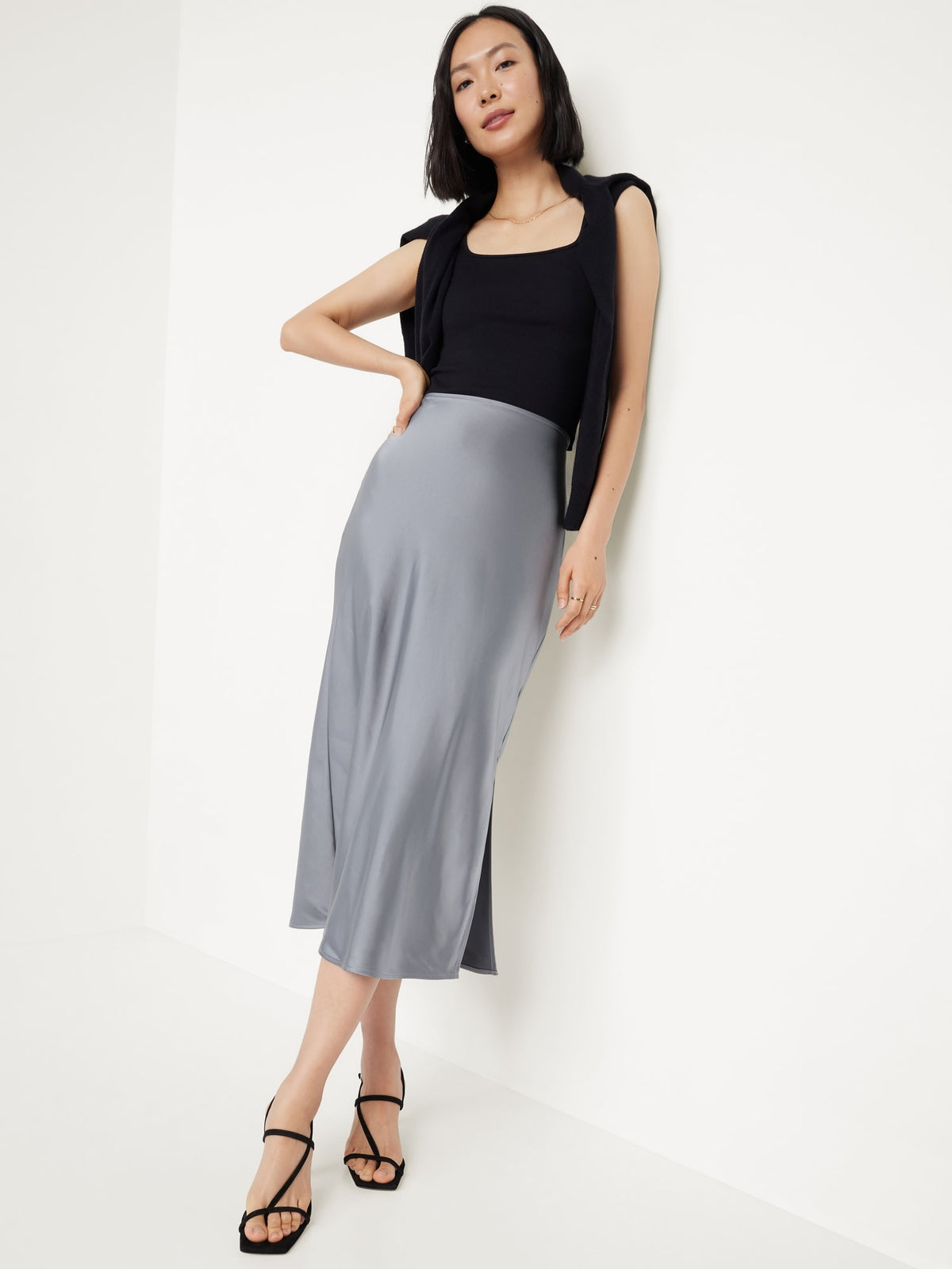 SATIN MIDI SKI:STORM623