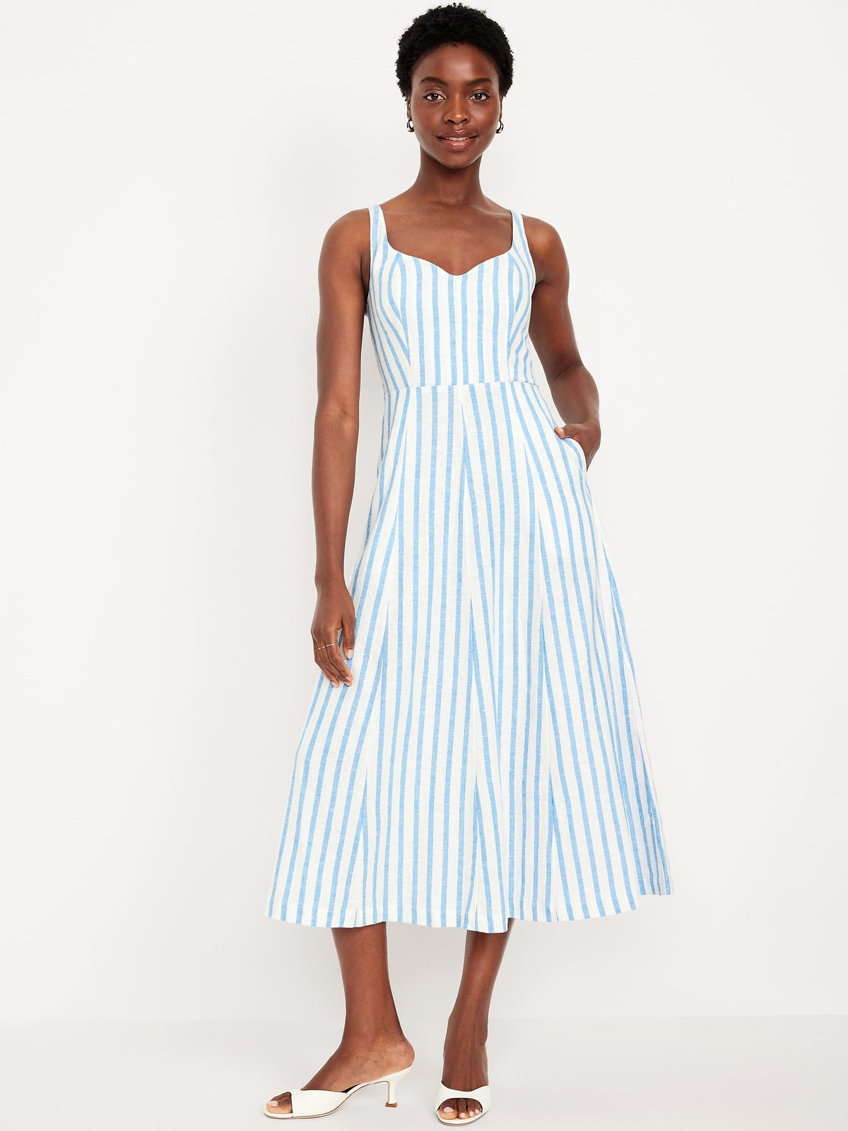Fit & Flare Linen-Blend Midi Dress - Old Navy Philippines Fit & Flare Linen-Blend Midi Dress - Old Navy Philippines