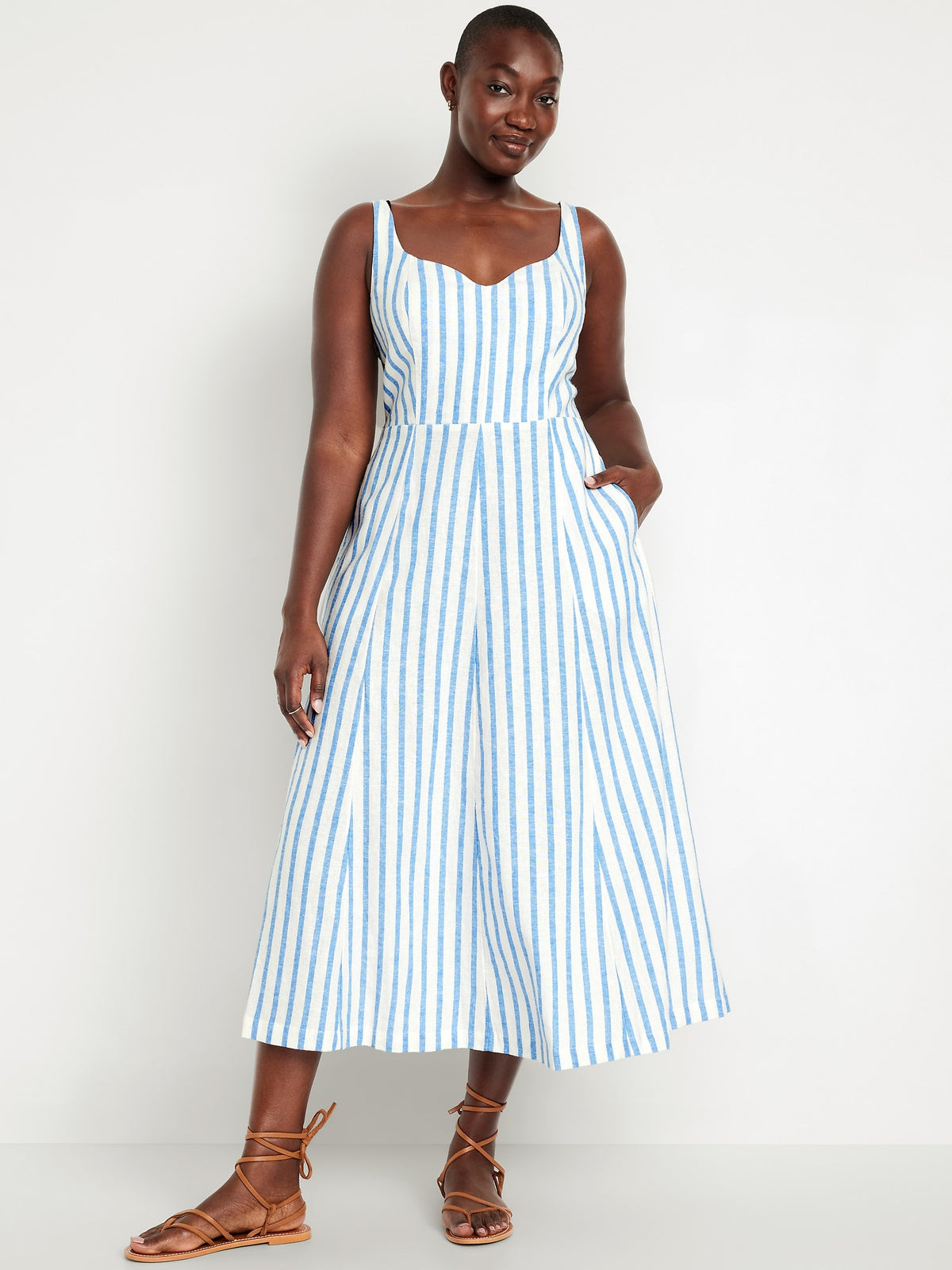 Fit & Flare Linen-Blend Midi Dress - Old Navy Philippines Fit & Flare Linen-Blend Midi Dress - Old Navy Philippines