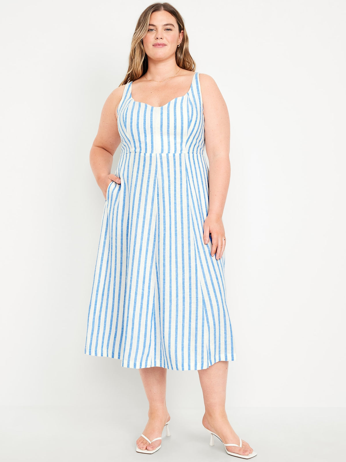 Fit & Flare Linen-Blend Midi Dress - Old Navy Philippines Fit & Flare Linen-Blend Midi Dress - Old Navy Philippines