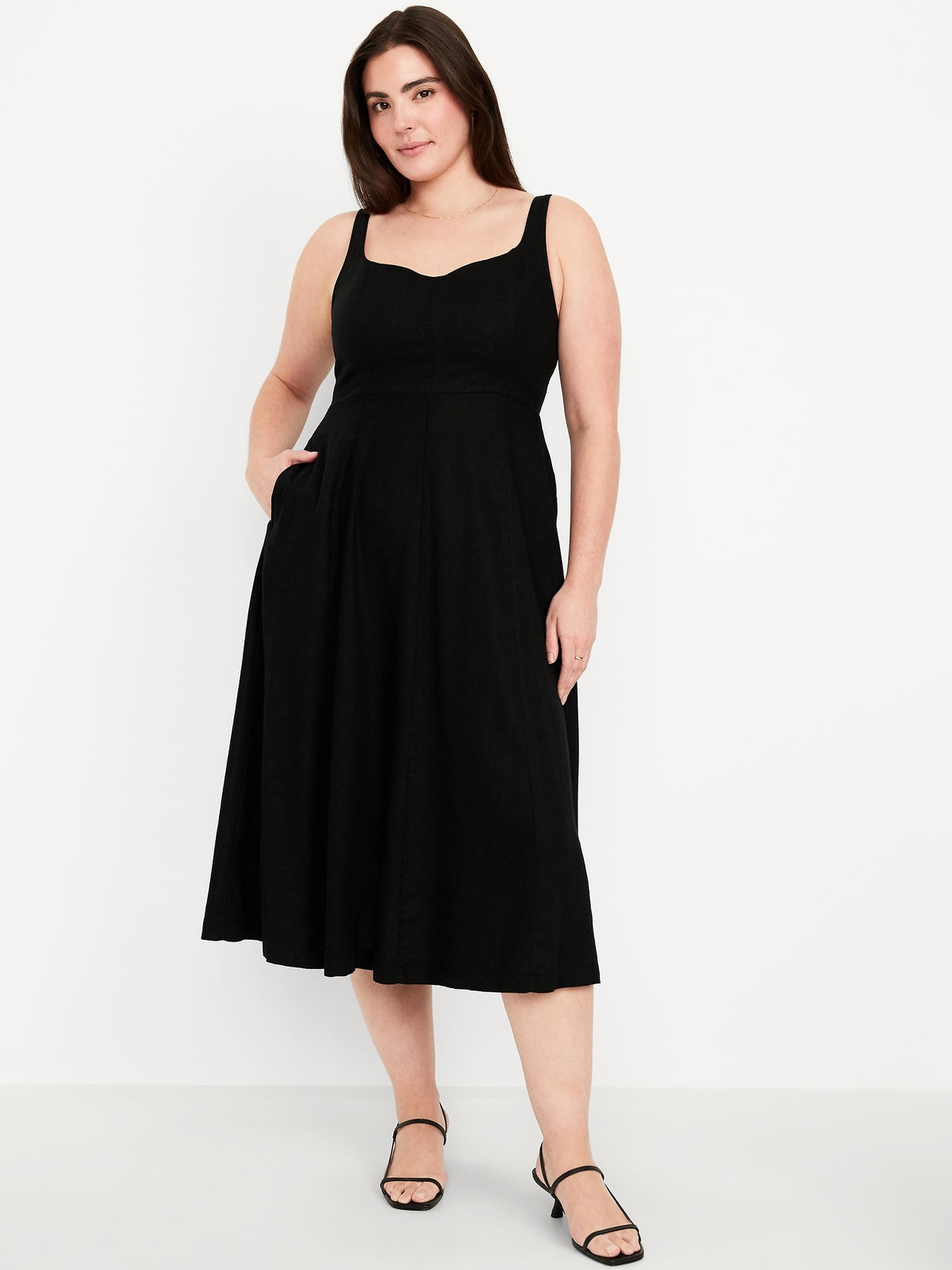 Fit & Flare Linen-Blend Midi Dress - Old Navy Philippines Fit & Flare Linen-Blend Midi Dress - Old Navy Philippines