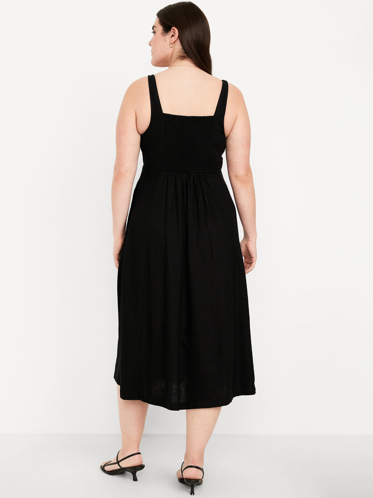 old navy fit & flare linen-blend midi dress reviews Women's Sleeveless - Blue 59 and wear sizes s (4) I Shopped for Dresses at