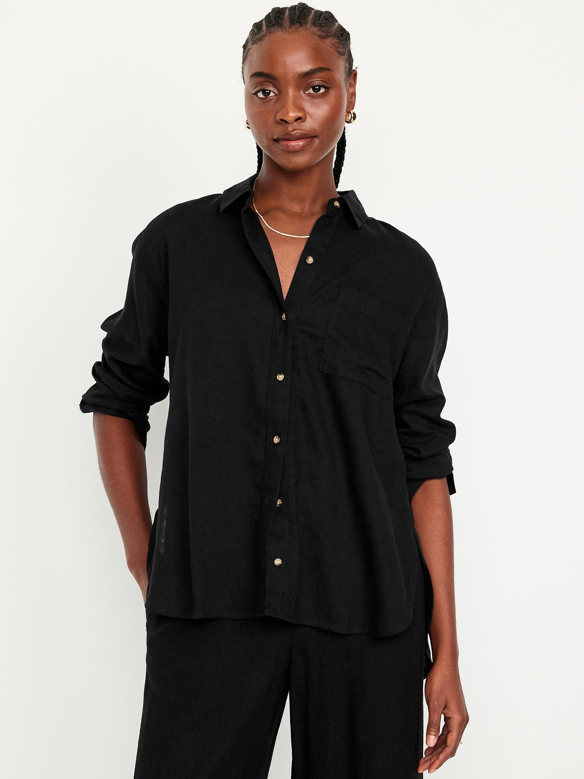 Linen-Blend Loose Button-Down Shirt - Old Navy Philippines Linen-Blend Loose Button-Down Shirt - Old Navy Philippines