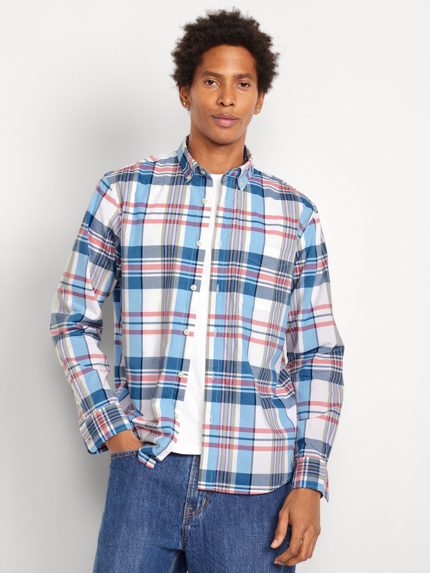 White/Blue Plaid