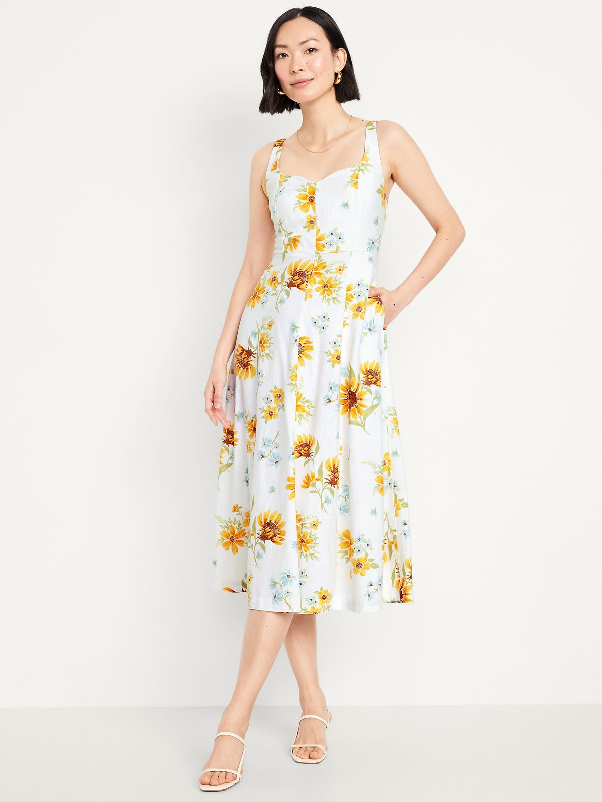 Fit & Flare Sleeveless Linen-Blend Midi Dress - Old Navy Philippines Fit & Flare Sleeveless Linen-Blend Midi Dress - Old Navy Philippines