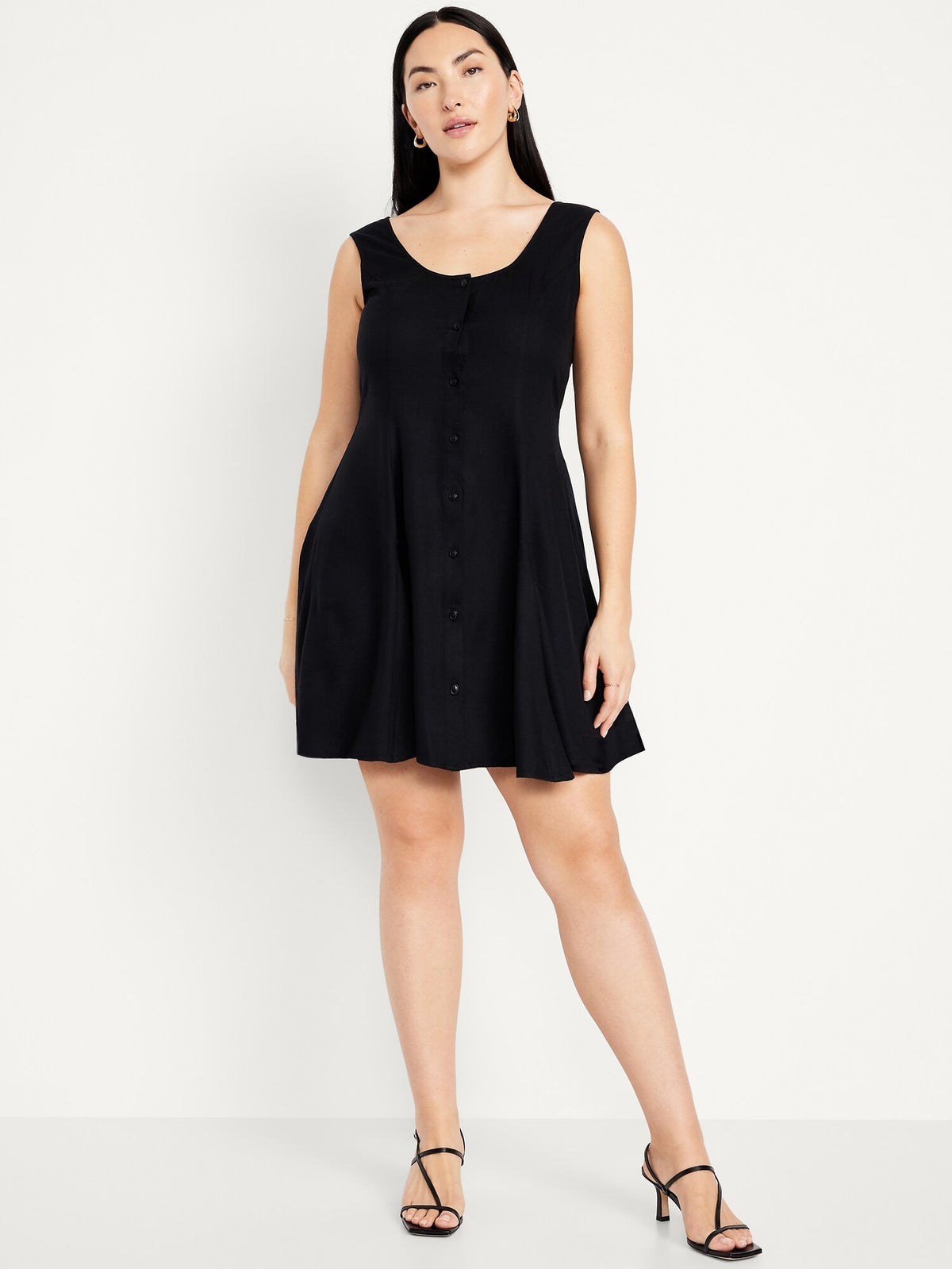 Sleeveless Crepe Button-Front Mini Dress Sleeveless Crepe Button-Front Mini Dress