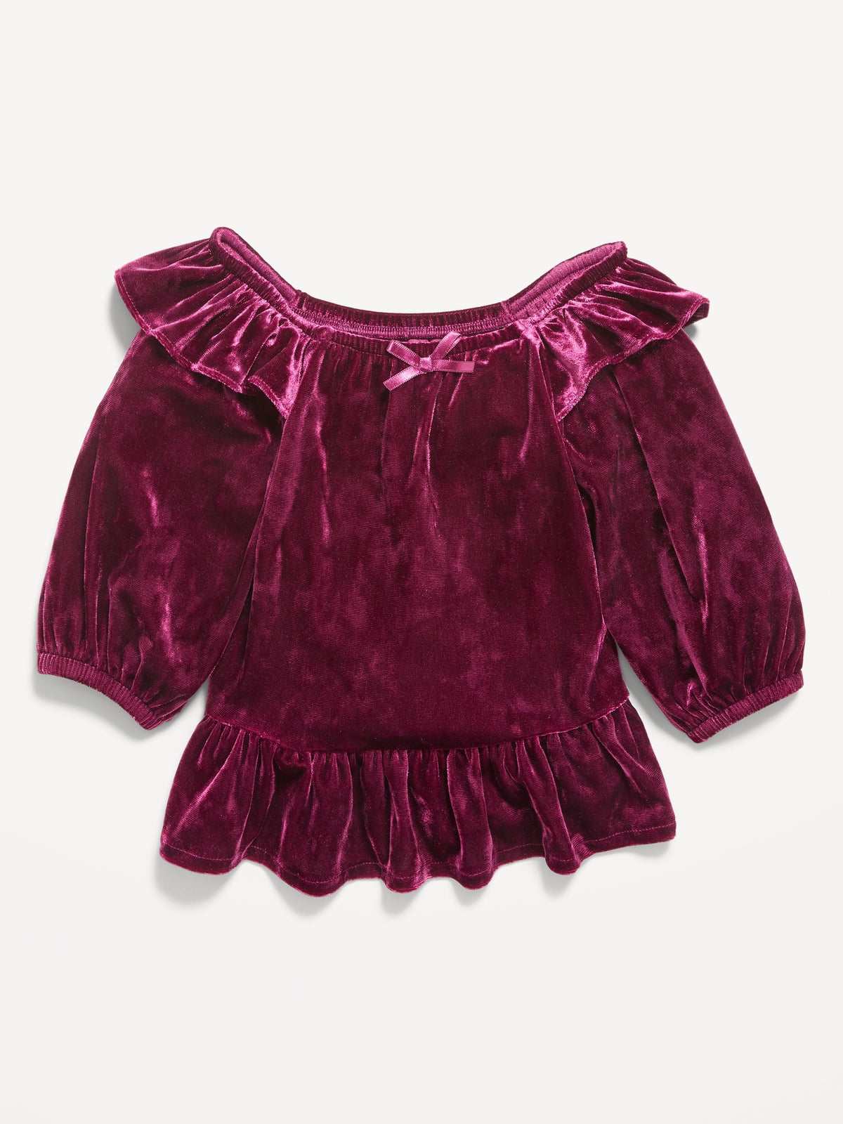 Ruffled Velvet Peplum Top for Toddler Girls