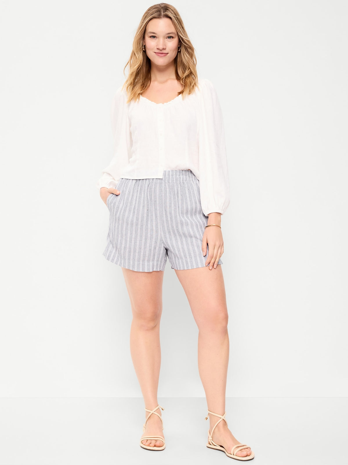 White/Blue Stripe