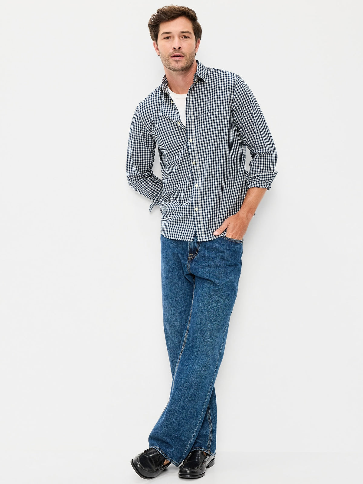Navy Print Gingham