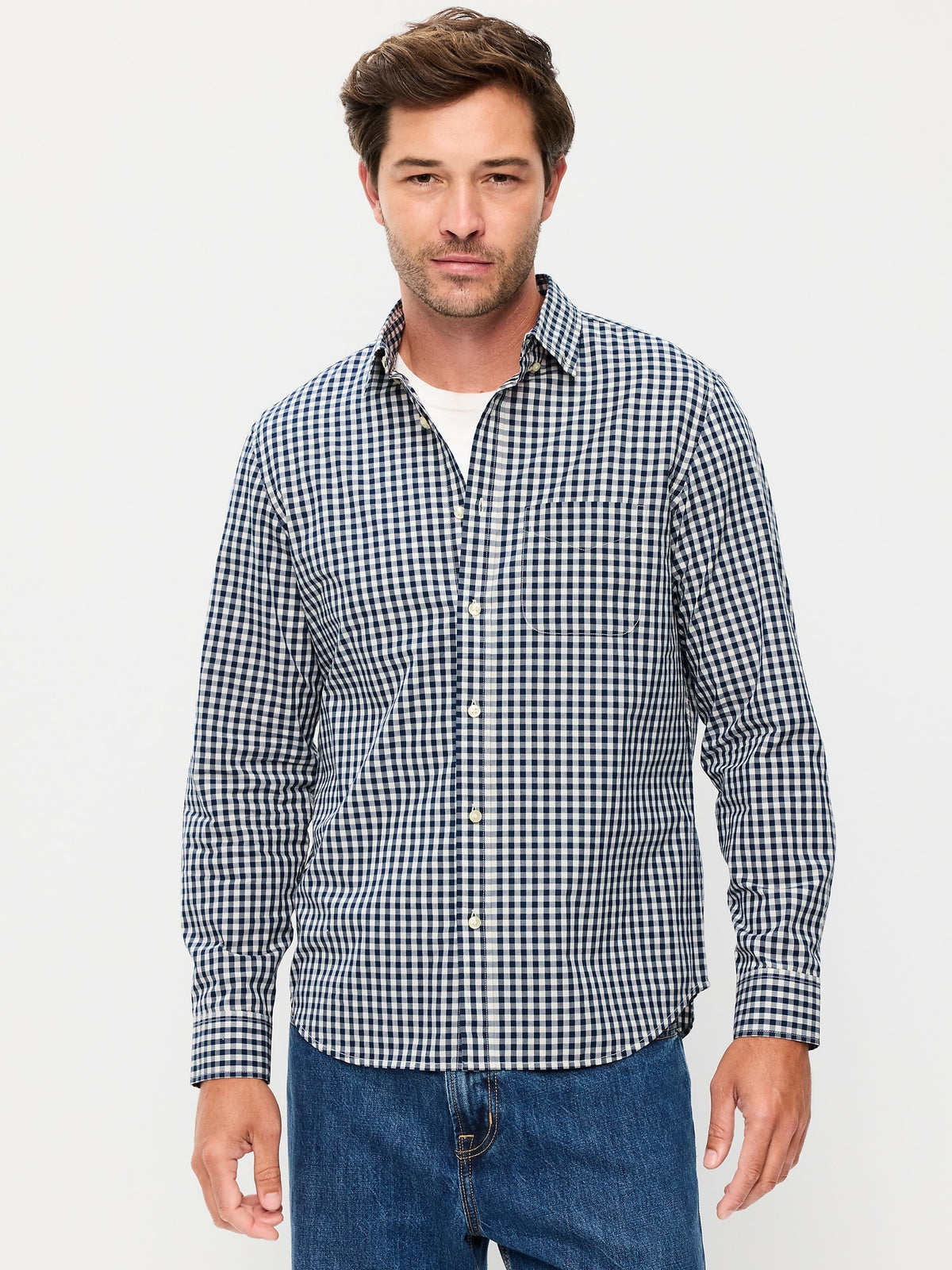 Navy Print Gingham