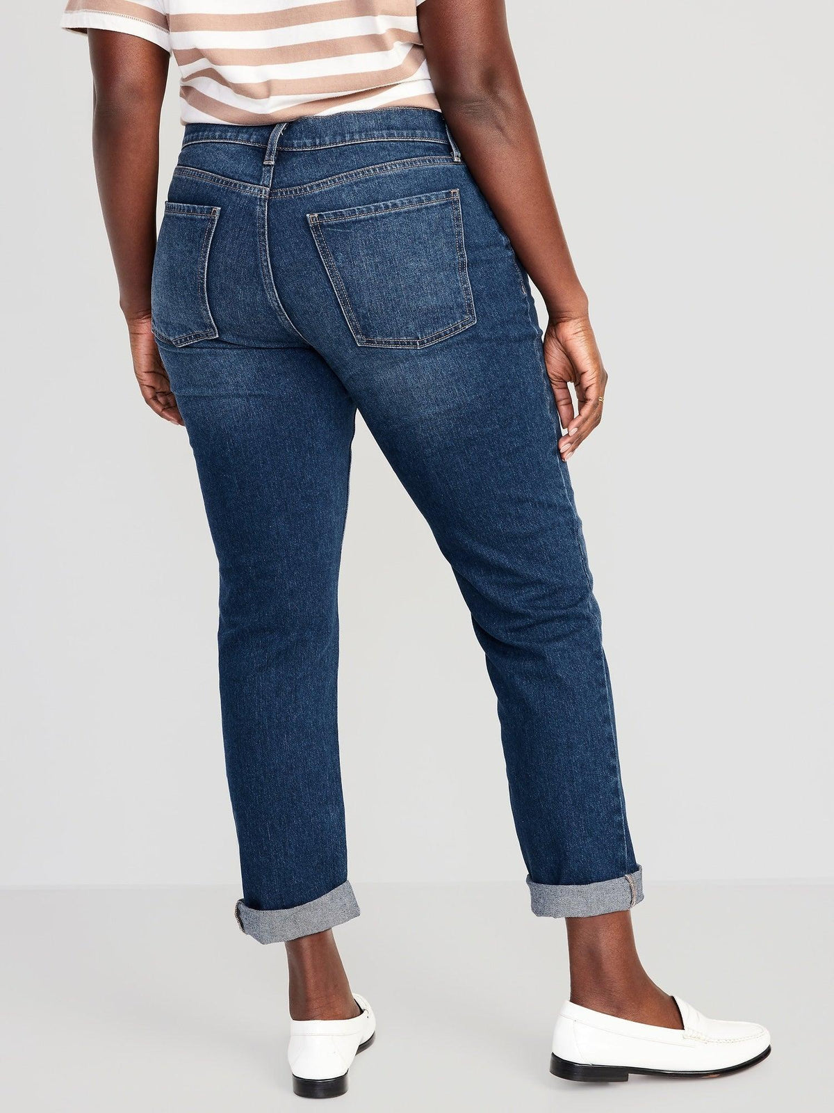 Mid-Rise Wow Boyfriend Straight Jeans for Women
