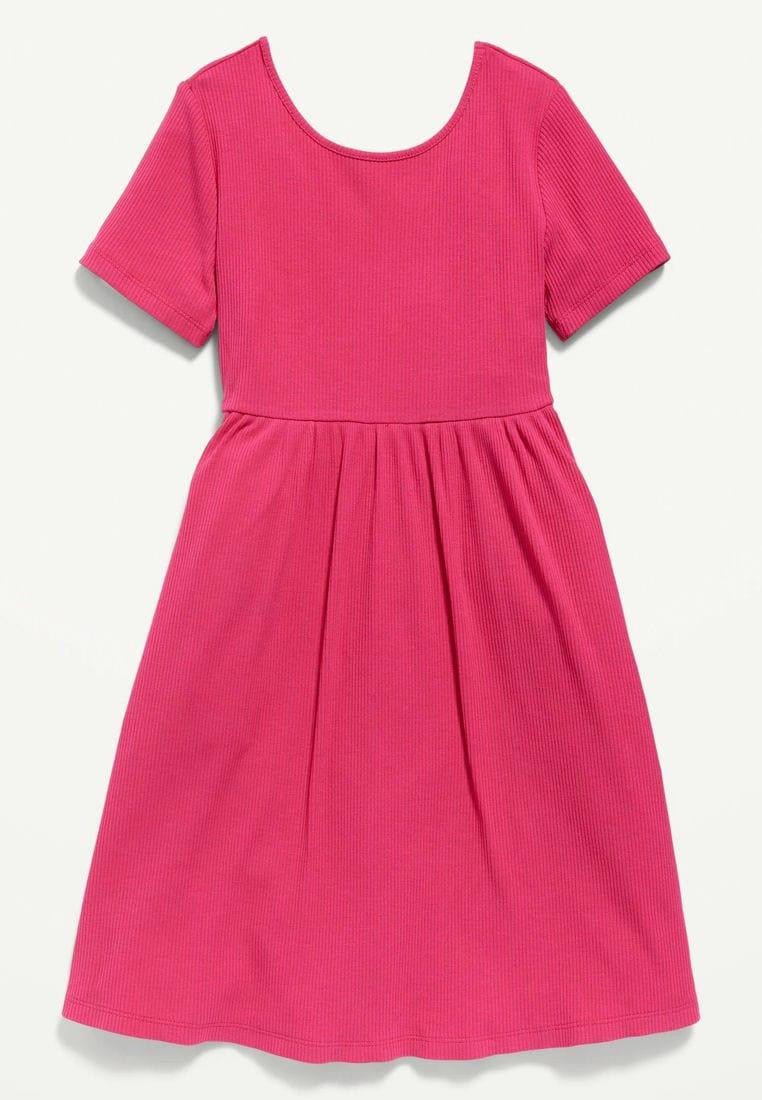 Short-Sleeve Rib-Knit Dress for Girls