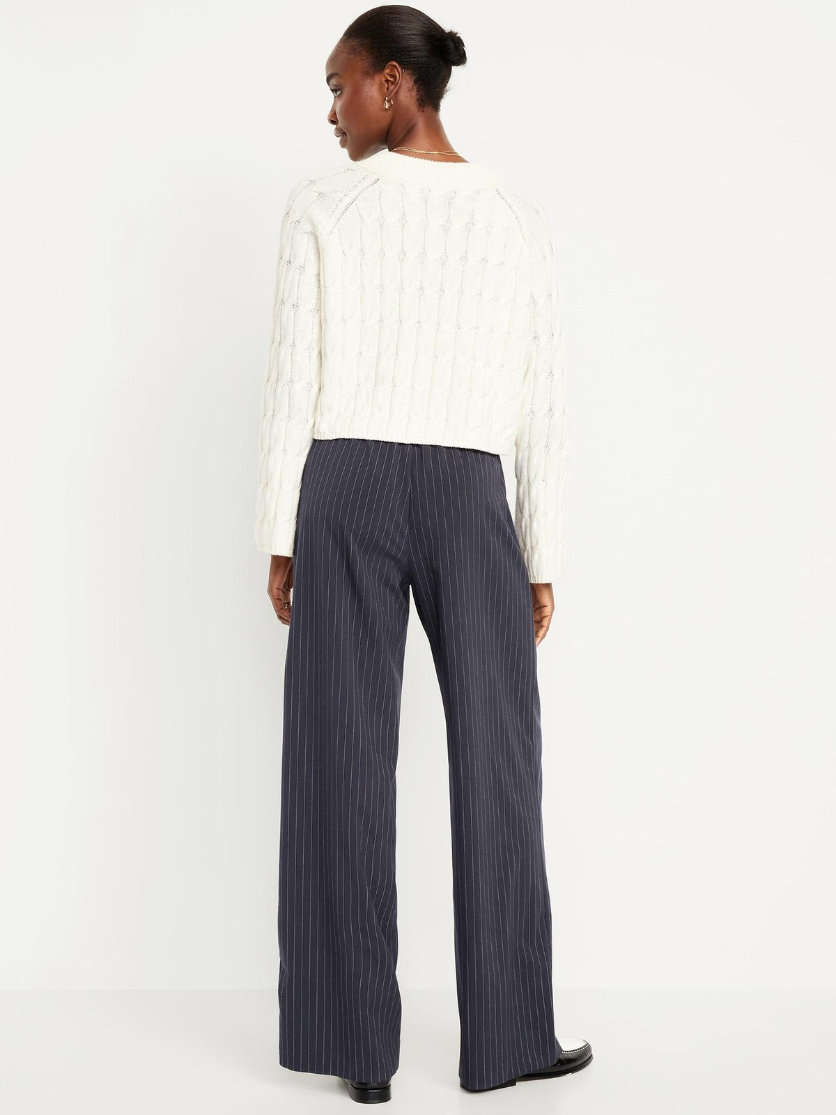 High-Waisted Billie Pinstripe Wide-Leg Trouser