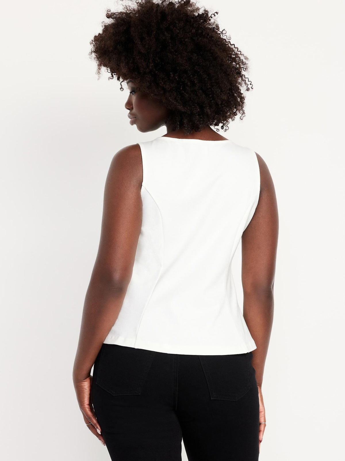 Ponte-Knit Sleeveless Peplum Top