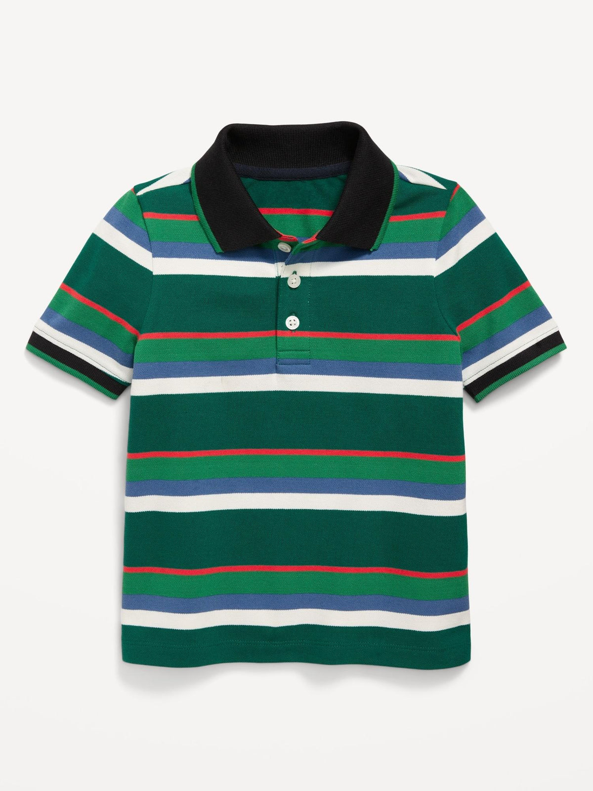 Short-Sleeve Striped Pique Polo Shirt for Toddler Boys