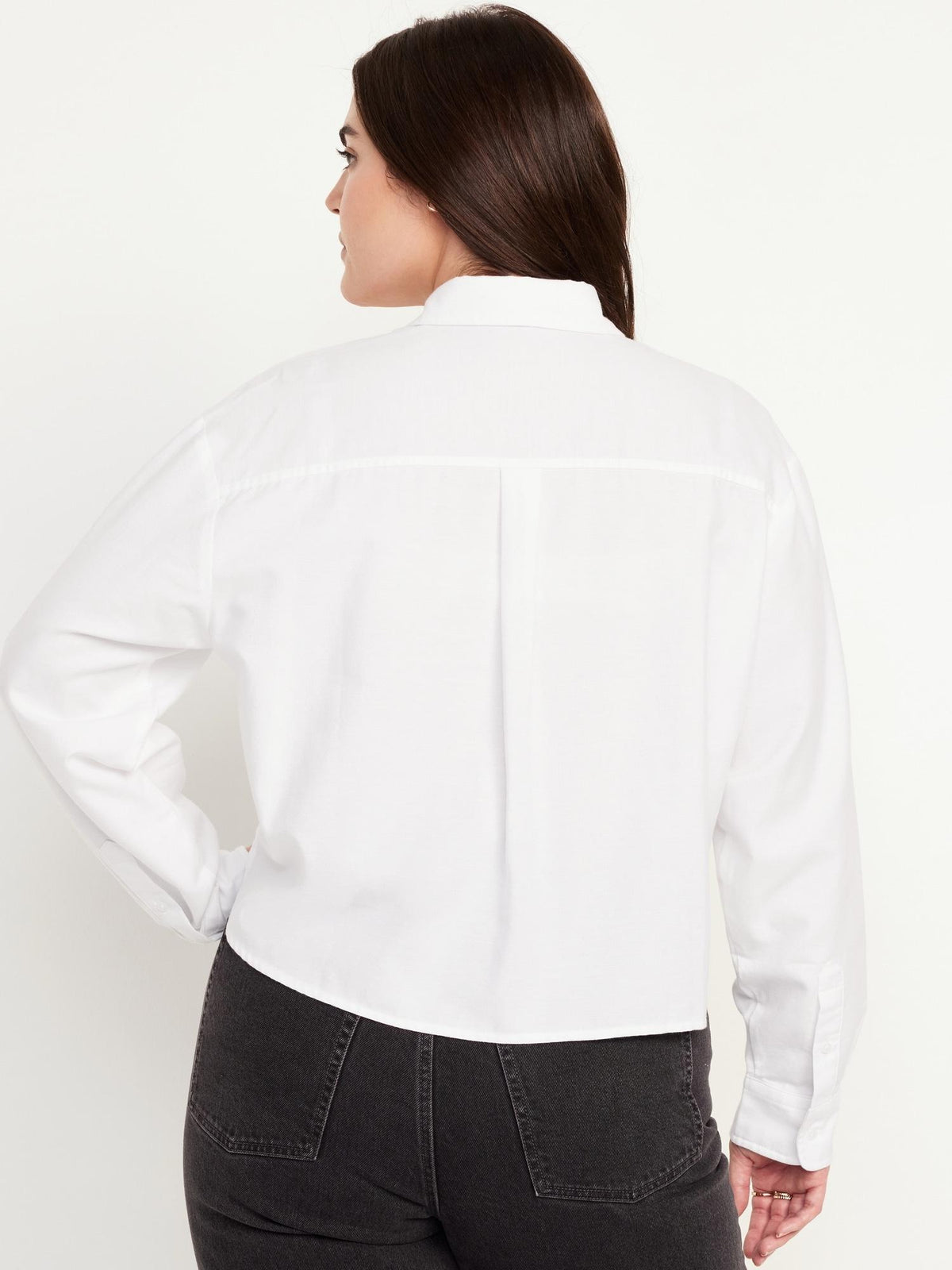 Button-Down Oxford Crop Shirt