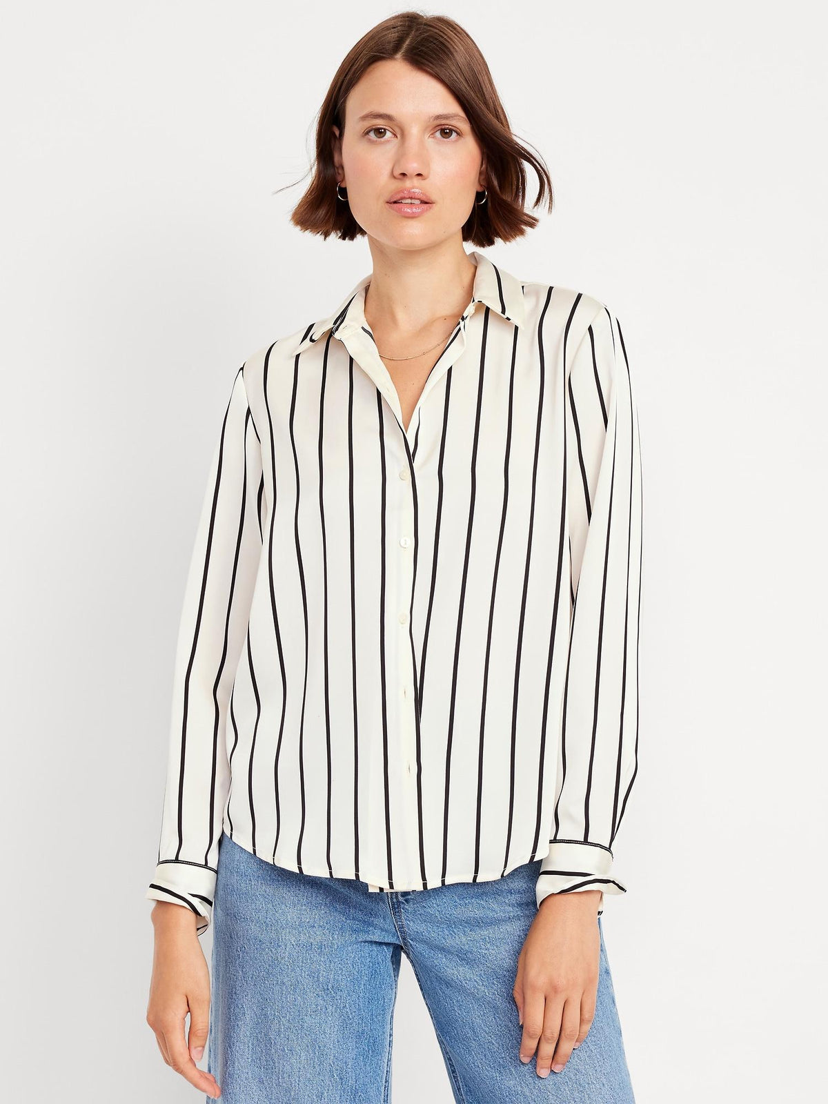 Satin Button-Down Shirt