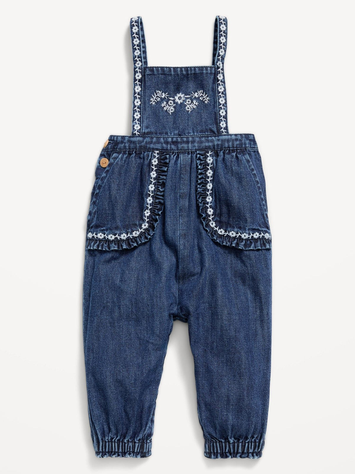 Sleeveless Embroidered Jean Jumpsuit for Baby