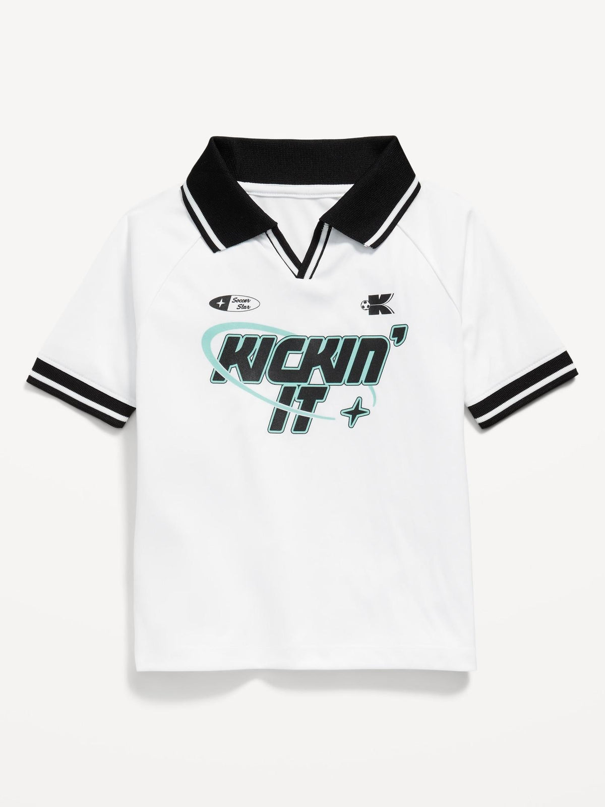 Oversized Collared Graphic Performance Top for Toddler Boys