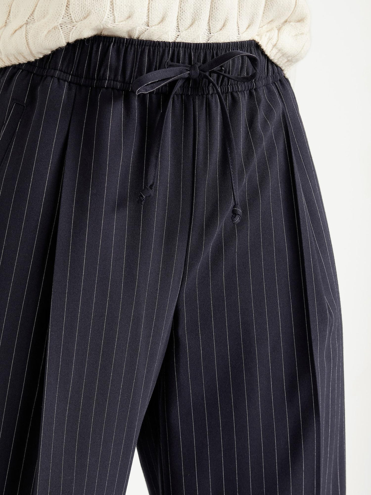 High-Waisted Billie Pinstripe Wide-Leg Trouser