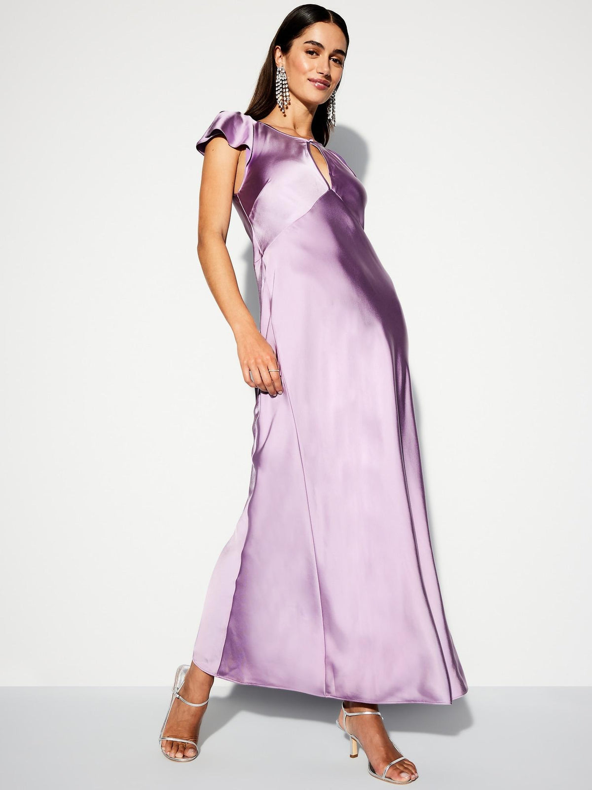 The Occasion by Old Navy Flutter-Sleeve Keyhole Satin Maxi Dress