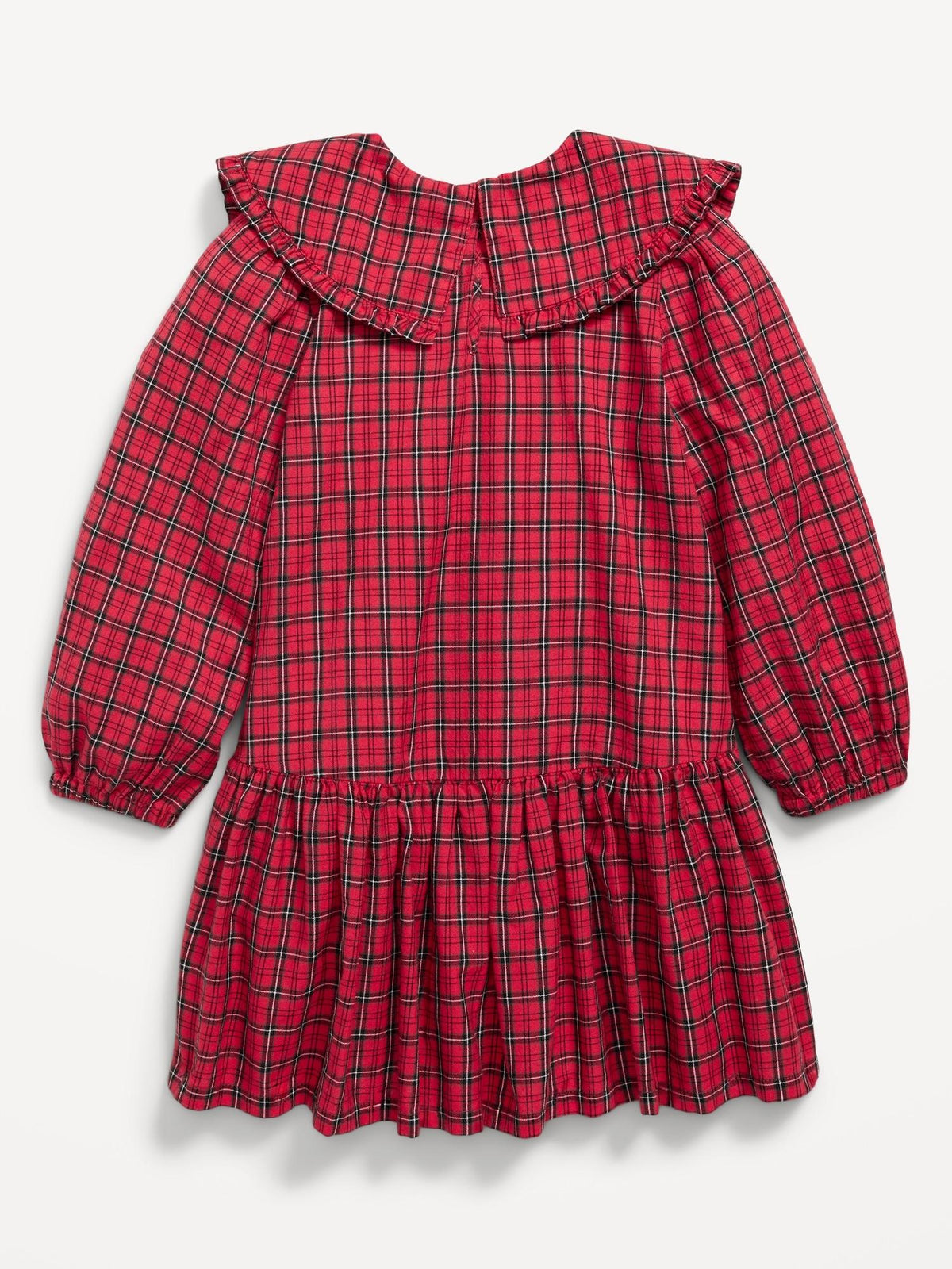 Long-Sleeve Plaid Collared Dress for Toddler Girls