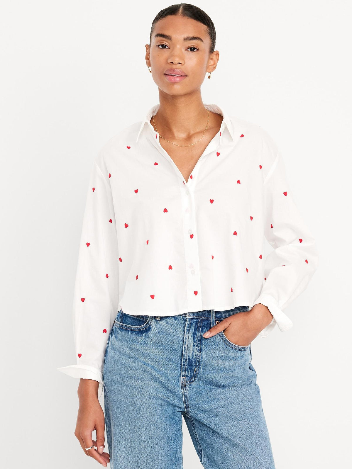 Cropped Button-Down Shirt