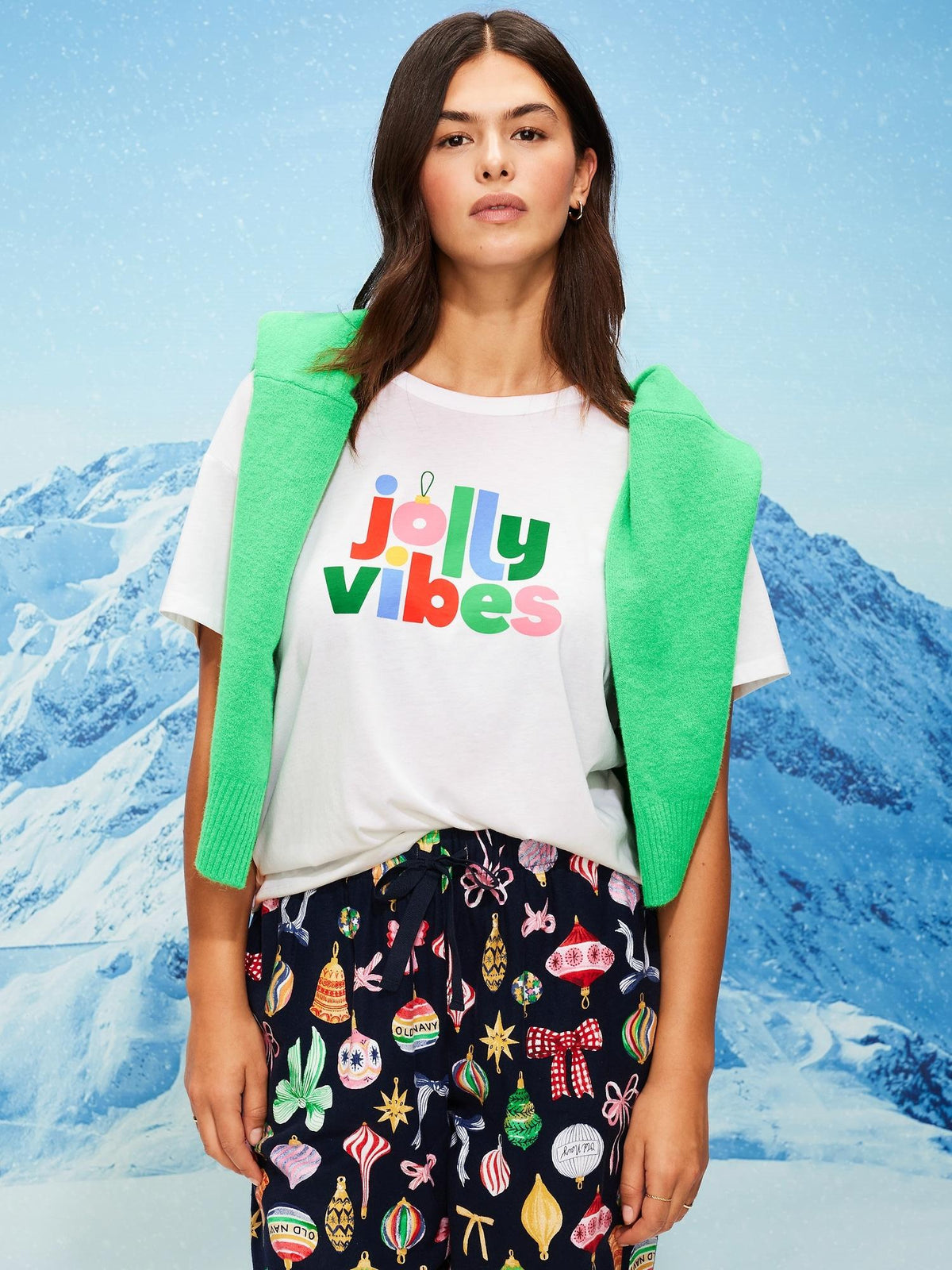 Holiday-Graphic Crew-Neck T-Shirt for Women