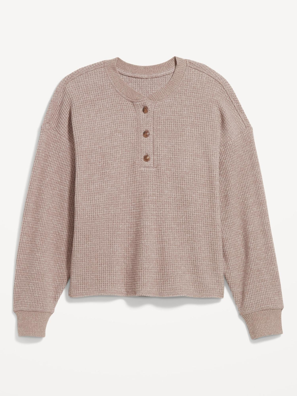 Oversized Cozy Waffle Henley Top