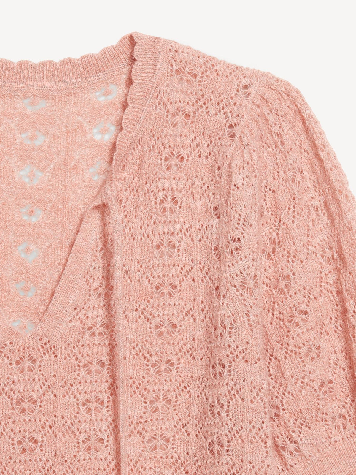 Puff-Sleeve Tie-Neck Sweater