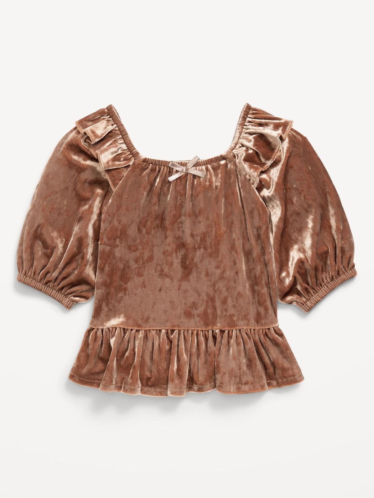 Ruffled Velvet Peplum Top for Toddler Girls