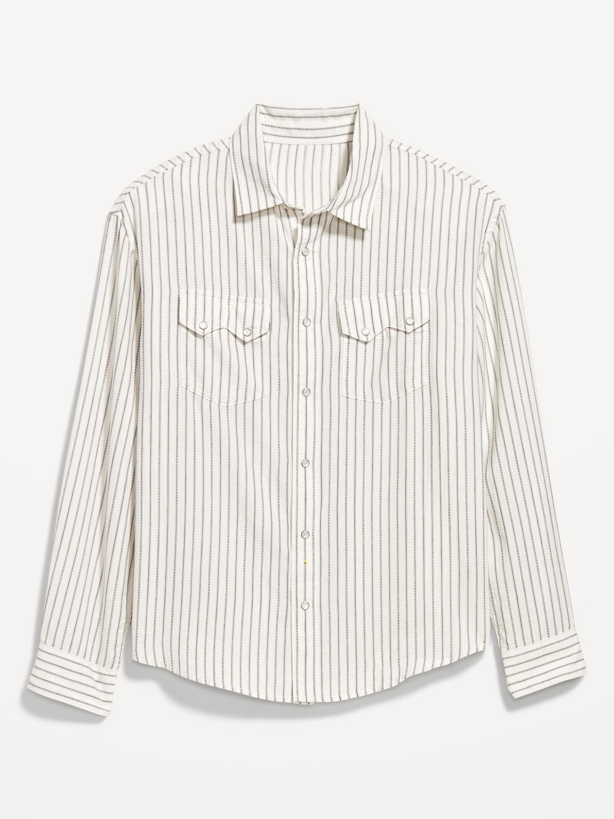 Textured-Stripe Western Pocket Shirt