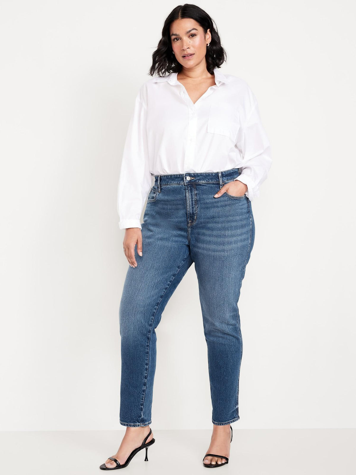 High-Waisted Vintage Slim Jeans