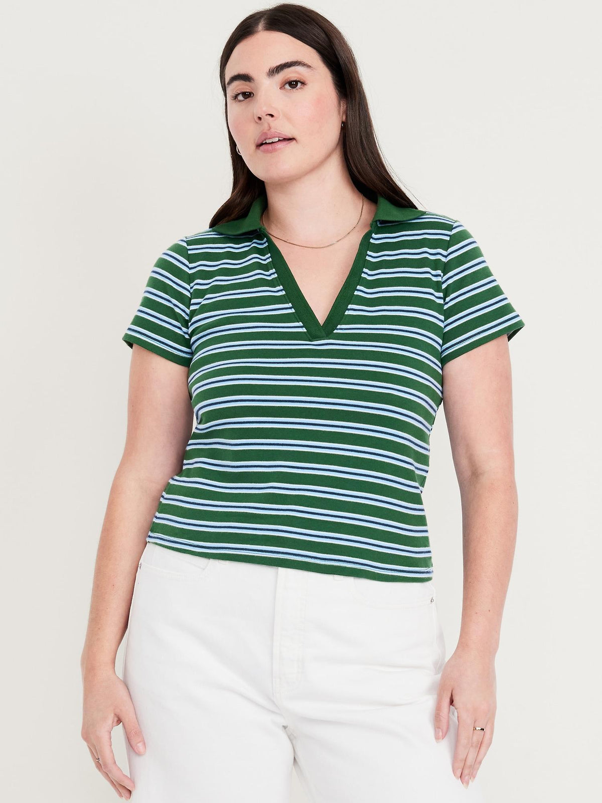 Short-Sleeve Cropped Polo