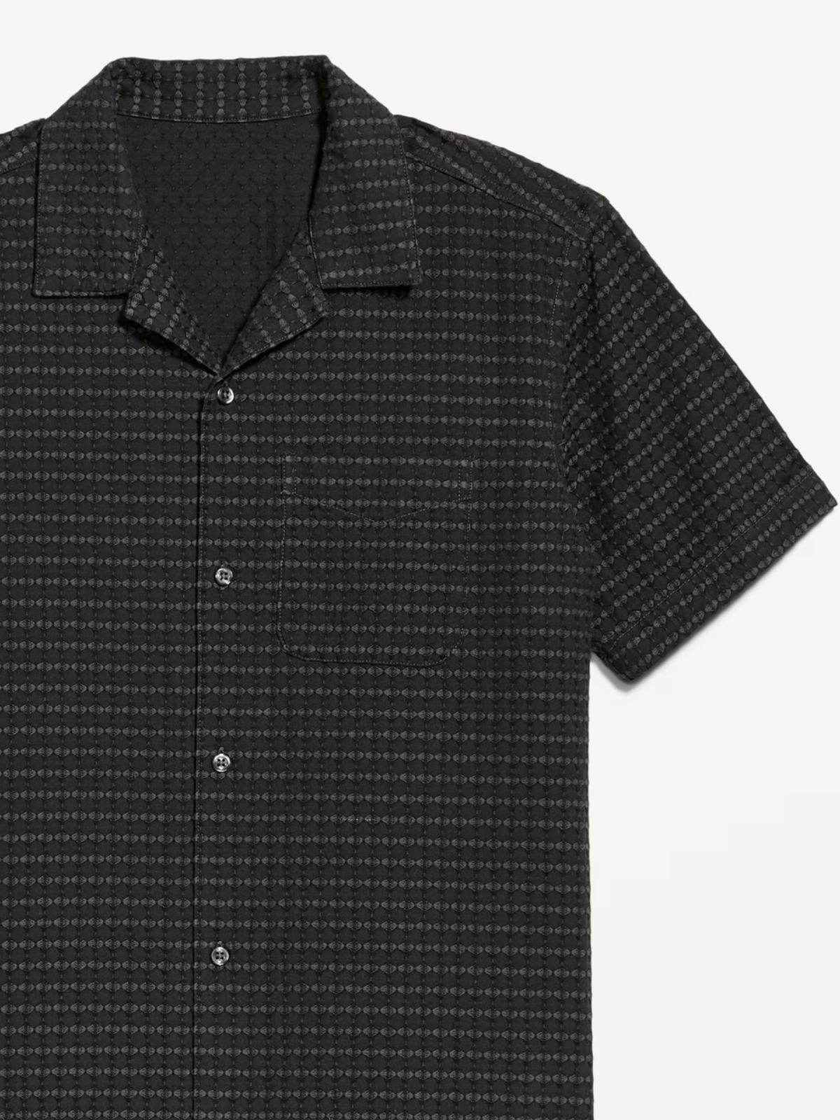 Short-Sleeve Textured Jacquard Camp Shirt