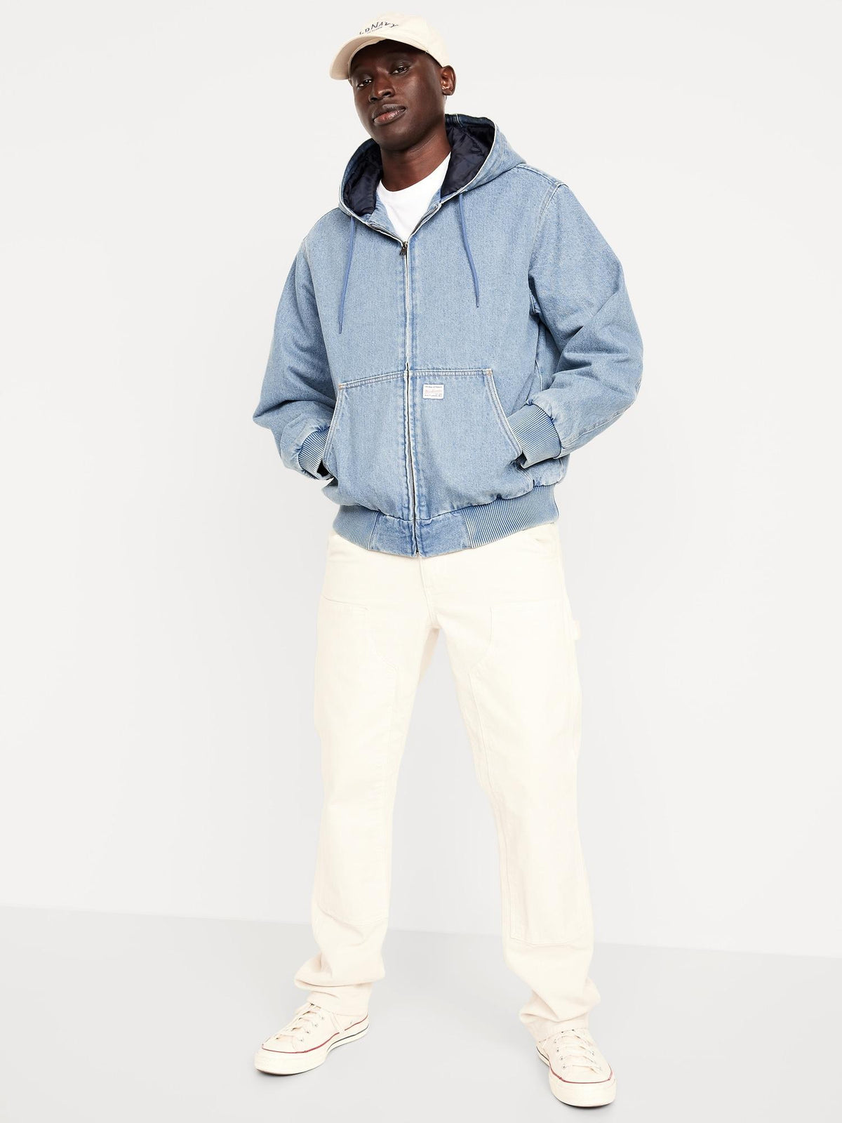 Oversized Denim Zip Hoodie