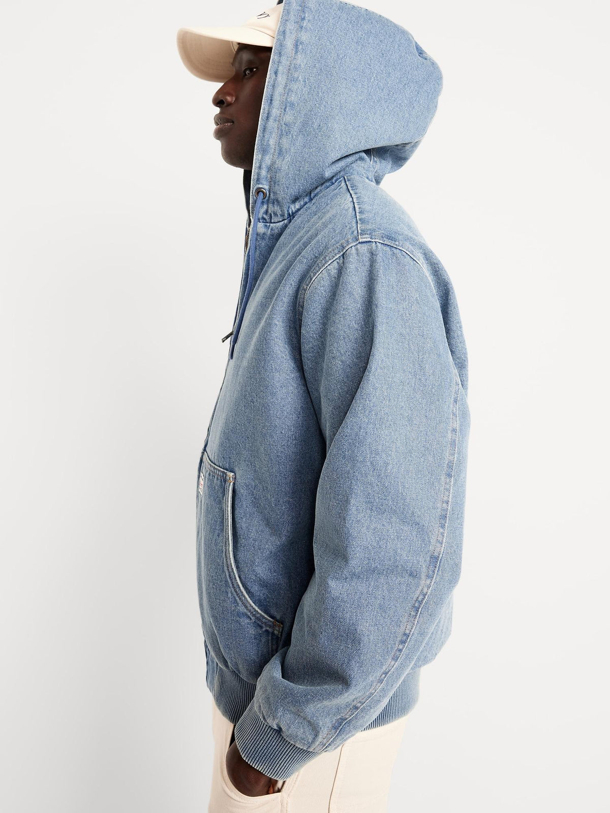 Oversized Denim Zip Hoodie