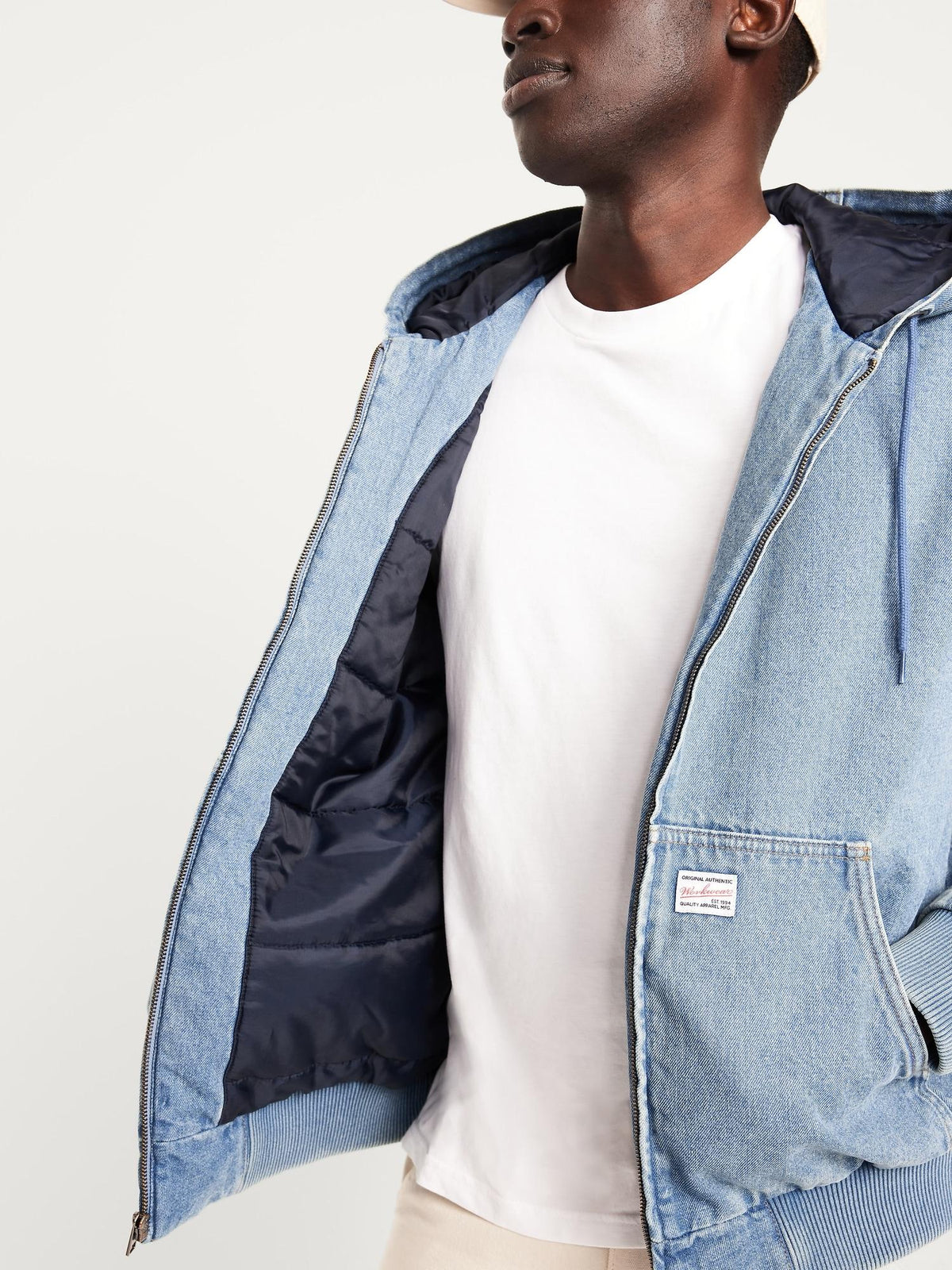 Oversized Denim Zip Hoodie