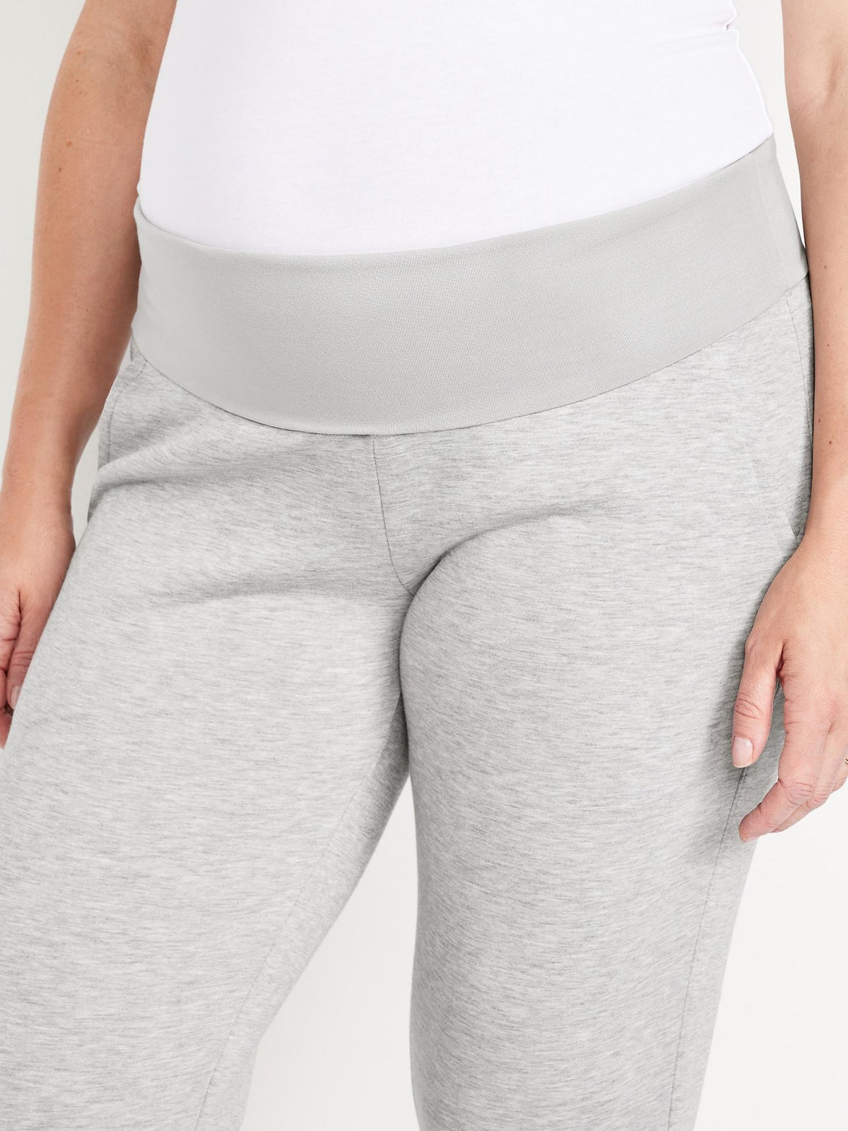 Maternity Bounce Fleece Rollover-Waist Jogger Sweatpants