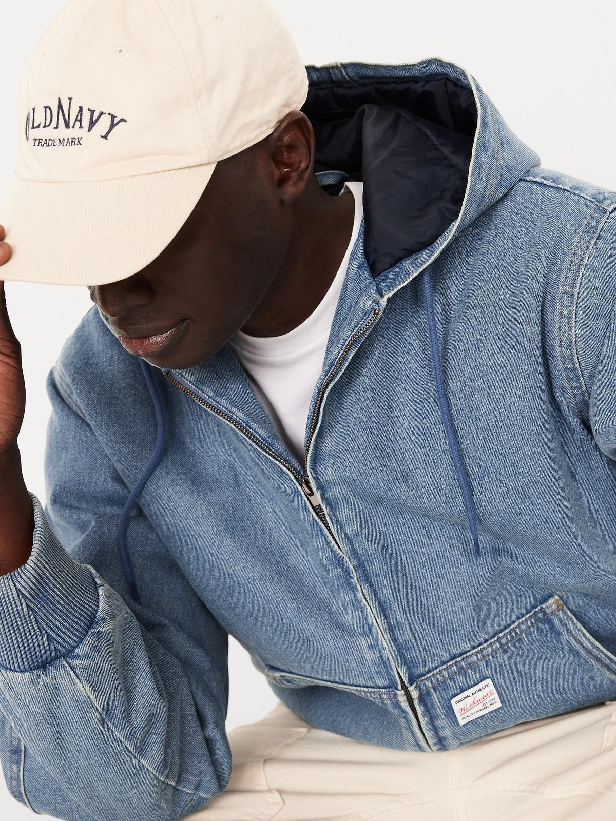 Oversized Denim Zip Hoodie